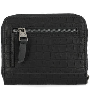 Harley-Davidson Women's Metal Bar & Shield Croco Small Zip Around Wallet, Black MWW047/08