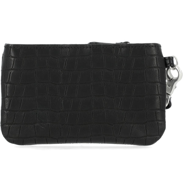 Harley-Davidson Women's Open Bar & Shield Croco Coin Case W/ Wristlet, Black MWW048/08