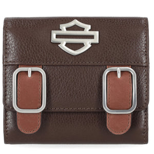 Harley-Davidson Women's Buckle Bar & Shield Logo Leather Indexer Wallet, Brown MWW055/01