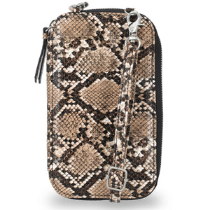 Harley-Davidson Women's Python Print B&S Logo Zip Around Phone Case Wallet, Brown MWW060/01