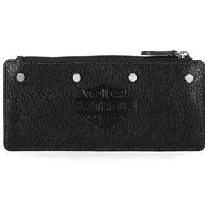Harley-Davidson Women's Core Stud Leather 6.75 x 3.5 Card Case Wallet, Black MWW077/08