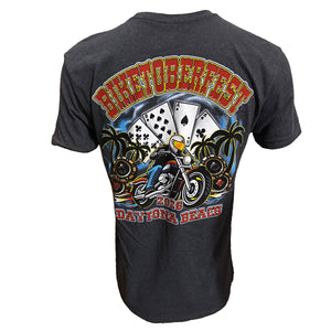 Official Daytona Biketoberfest 2026 Men's Gambling Rider Short Sleeve Shirt, Charcoal