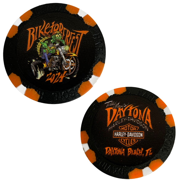 Teddy Morse's Daytona Harley-Davidson Biketoberfest 2024 Exclusive Event Poker Chip, Black