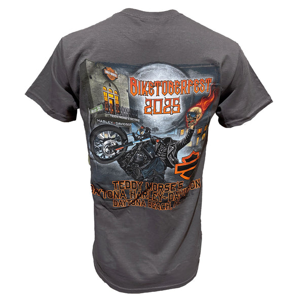Teddy Morse's Daytona Harley-Davidson Men's Biketoberfest 2025 Headless Hunter Short Sleeve Shirt, Gray