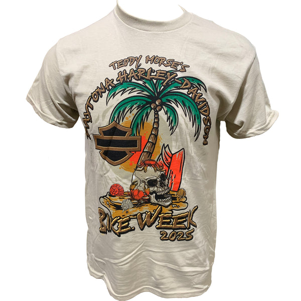 Harley-Davidson Men's Bike Week 2025 Salty Beach Crab Short Sleeve Shirt, Sand Brown