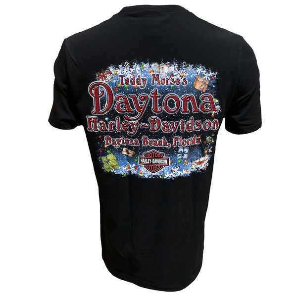 Teddy Morse's Daytona Harley-Davidson Men's Santa's Christmas Ride Out Short Sleeve Shirt, Black