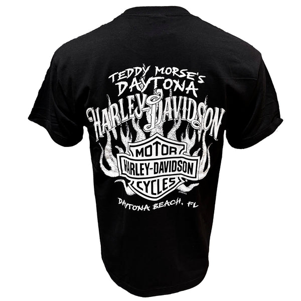 Teddy Morse's Daytona Harley-Davidson Men's Halloween Pumpkin Queen Short Sleeve Shirt, Black