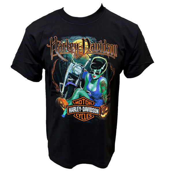 Teddy Morse's Daytona Harley-Davidson Men's Halloween Pumpkin Queen Short Sleeve Shirt, Black