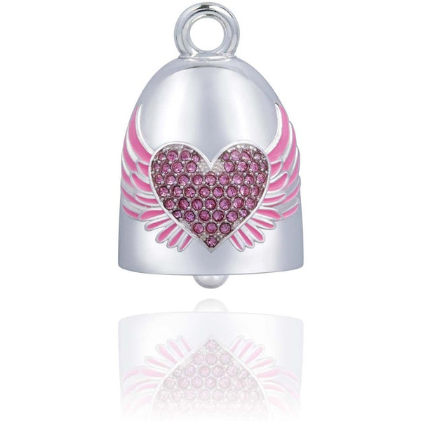 Steel Horse Jewelry Pink Heart & Wings Road Ride Bell, Silver Finish SRB0039