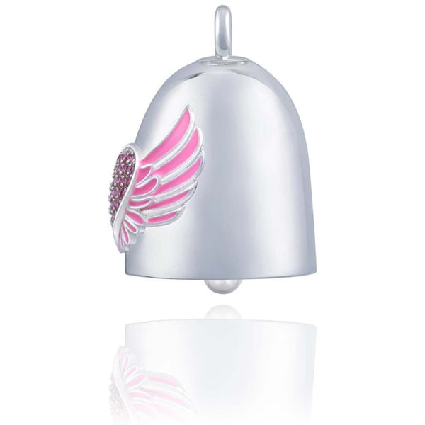 Steel Horse Jewelry Pink Heart & Wings Road Ride Bell, Silver Finish SRB0039