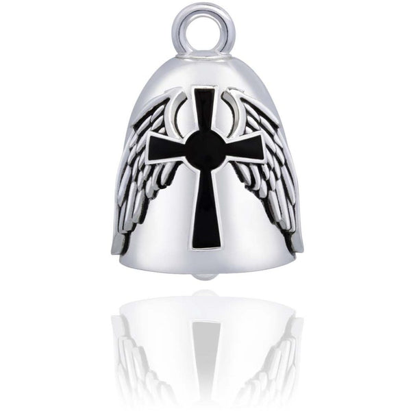 Steel Horse Jewelry Wing Cross Protector Road Ride Bell, Silver Finish SRB0041