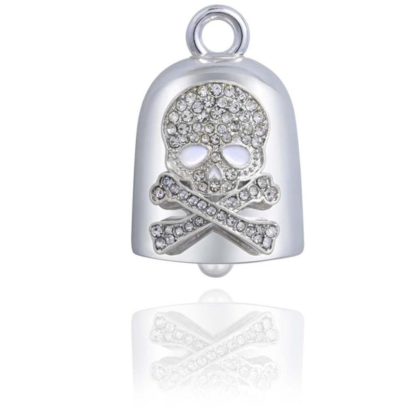 Steel Horse Jewelry Bling Skull Crossbones Road Ride Bell, Silver Finish SRB0046