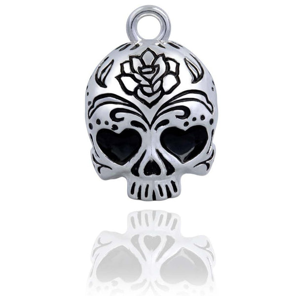 Steel Horse Jewelry Candy Heart Eyes Skull Road Ride Bell, Silver Finish SRB0052