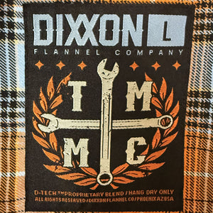 Dixxon x TMMC Exclusive Collaboration Flannel Button-Up Long Sleeve Shirt, Orange & Blue