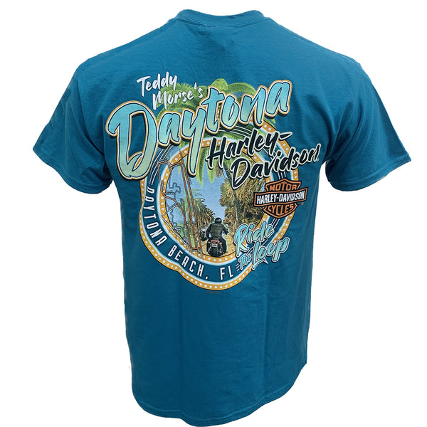 Teddy Morse's Daytona Harley-Davidson Exclusive Ride The Loop Men's Short Sleeve Shirt, Deep Green