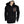 Black hoodie with a logo on the chest against a white background