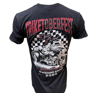 Black t-shirt with 'Triketoberfest' graphic design on a mannequin