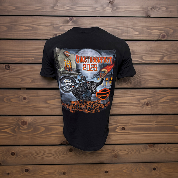 Teddy Morse's Daytona Harley-Davidson Men's Biketoberfest 2025 Headless Hunter Short Sleeve Shirt, Black