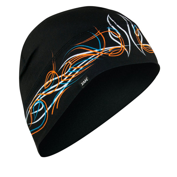 ZanHeadgear Sportflex Pinstripe Flames Helmet Liner Beanie UPF50+, Black WHLL426