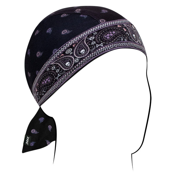 ZanHeadgear Flydanna Sportflex Paisley UPF50+ Moisture Wicking Headwrap, Pink/Purple ZL019