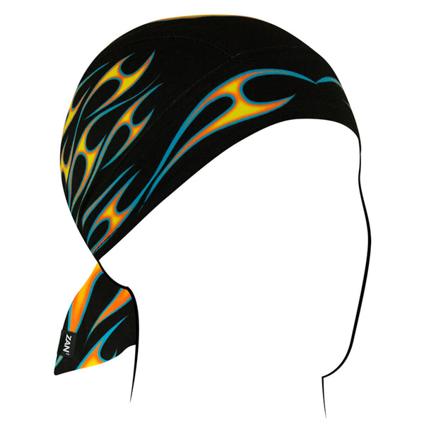 ZanHeadgear Flydanna Sportflex Hot Rod Flames UPF50+ Moisture Wicking Headwrap, Black ZL435