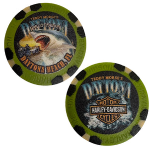 Teddy Morse's Daytona Harley-Davidson Exclusive Great White Shark Dealer Poker Chip Army Green
