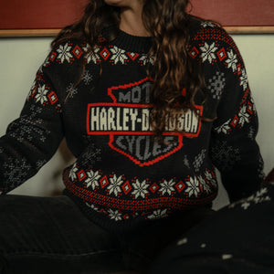 Harley-Davidson Women's Harley Holiday Sweater Long Sleeve Shirt, Black 96830-25VW
