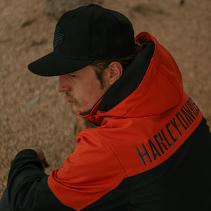 Harley-Davidson Men's Idyll Blocked Polyester Heavyweight Windproof Riding Jacket, Orange/Black 97437-25VM