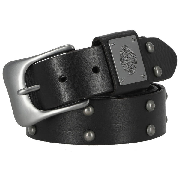 Harley-Davidson Men's Western Dome Studded Genuine Leather Belt, Black BMM048/08