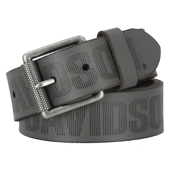 Harley-Davidson Men's Embossed H-D Logo Genuine Leather Belt, Gray BMM057/30