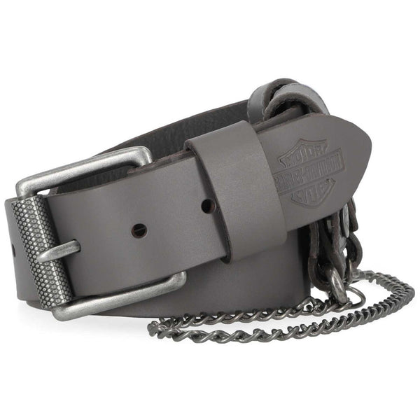 Harley-Davidson Women's Utility Fob Chain Genuine Leather Belt,  Solid Gray BMW019/30