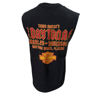 Black sleeveless shirt with Daytona Harley-Davidson logo on a white background
