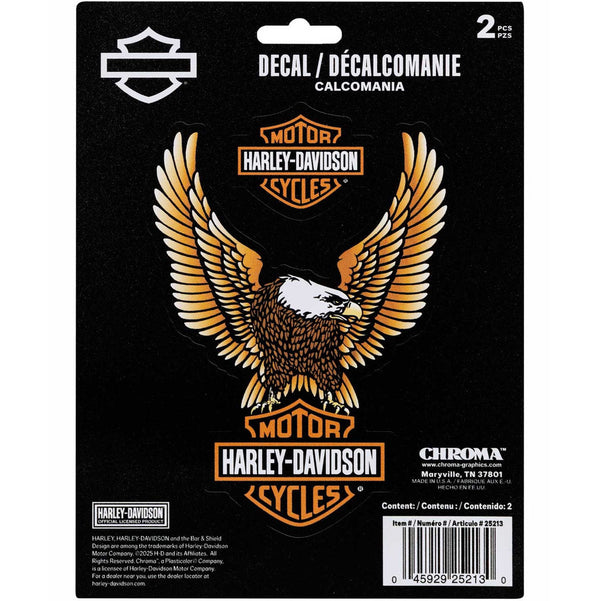 Harley-Davidson 2-Piece Bar & Shield Eagle & Logo Vinyl 6 x 8 Decal, Brown CG25213