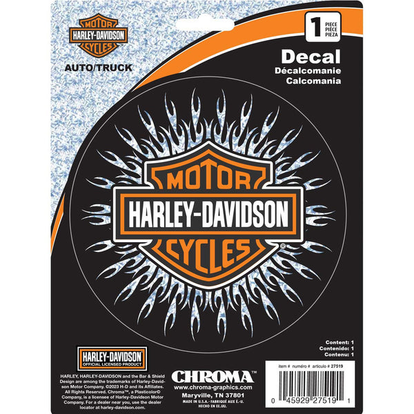 Harley-Davidson Holographic Starburst Bar & Shield 6 x 8 in. Decal, Silver CG27519