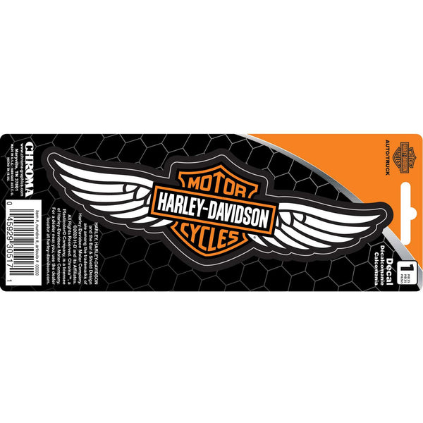 Harley-Davidson Winged Bar & Shield Logo 3 x 8 in. Decal, Orange/White  CG30517
