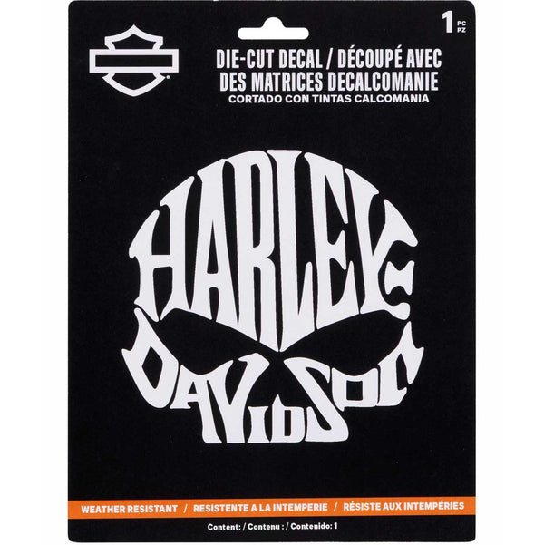 Harley-Davidson Die-Cut Willie G Skull Shape Clear Vinyl  6 x 8  Decal, White CG40028
