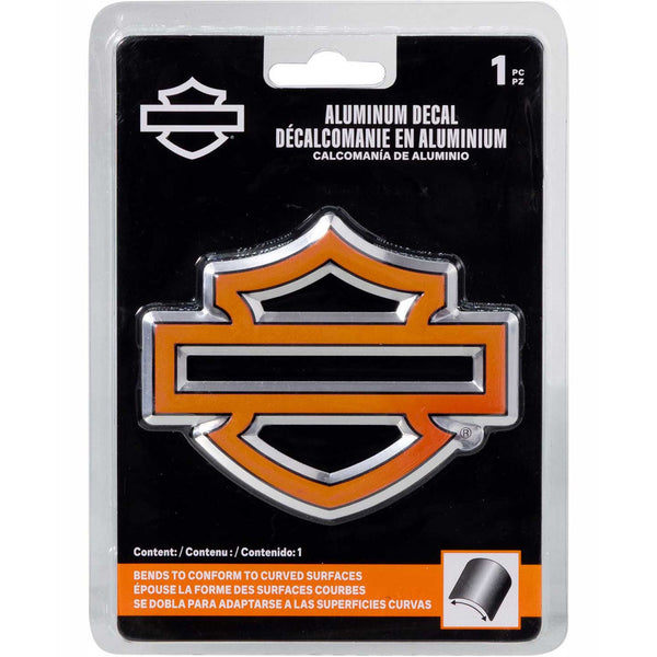 Harley-Davidson Aluminum Outline Bar & Shield Logo Emblem 5 x 7 Decal, Black/Orange CG41750