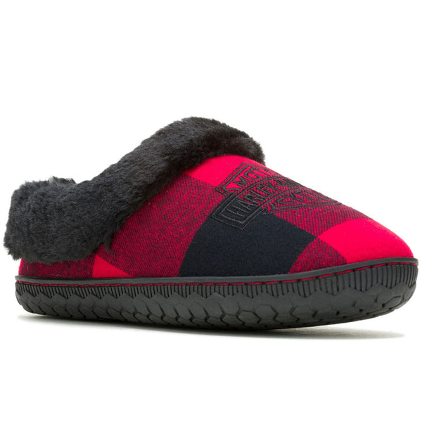 Harley-Davidson Women's Lyssa B&S Logo Fur House Slippers , Plaid Red/Black D83937