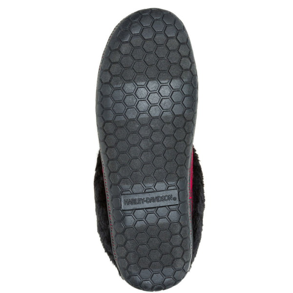 Harley-Davidson Women's Lyssa B&S Logo Fur House Slippers , Plaid Red/Black D83937