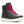 Black high-top sneaker with red laces on a white background
