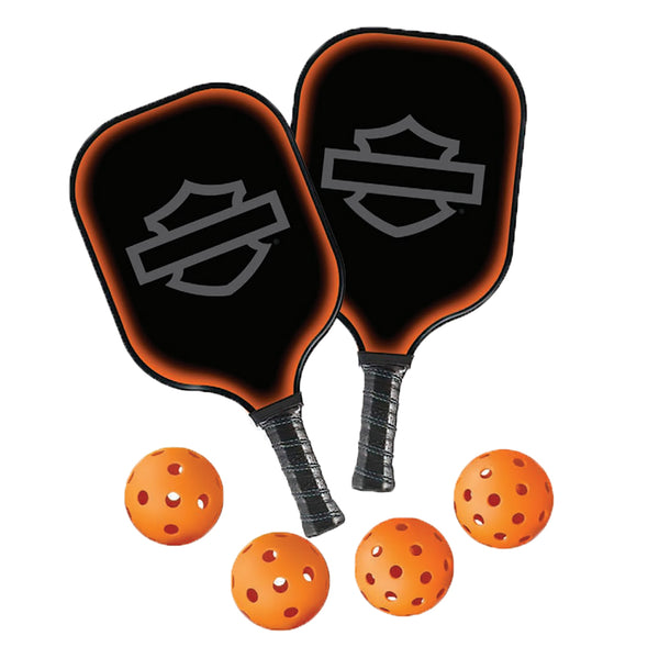 Harley-Davidson Stealth Carbon Fiber Paddles Pickleball Set, Black/Orange DW66302