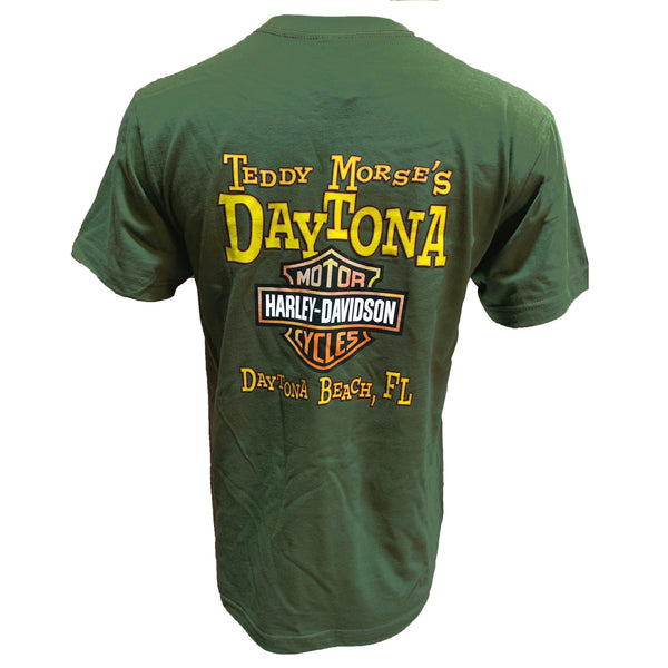 Teddy Morse's Daytona Harley-Davidson Men's Shark Fink Short Sleeve Shirt, Military Green