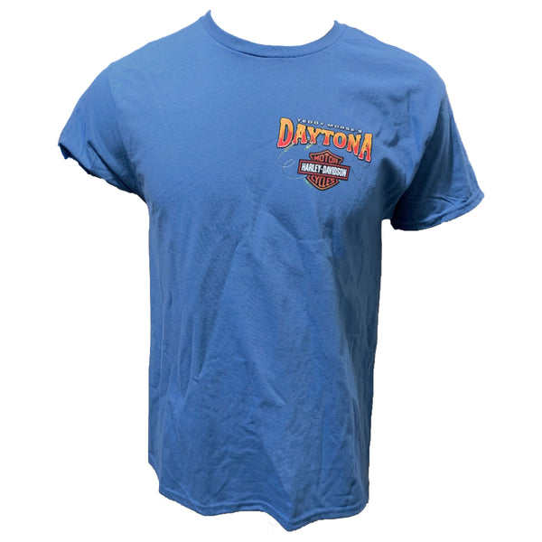 Teddy Morse's Daytona Harley-Davidson Men's Fish N' Ride Short Sleeve Shirt, Slate Blue