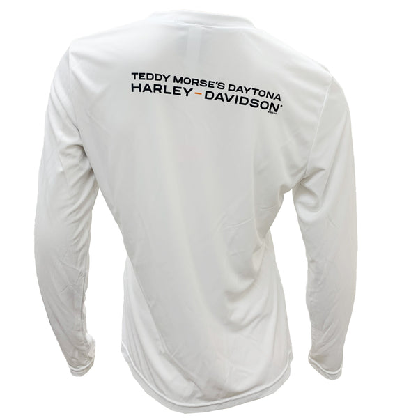 Teddy Morse's Daytona Harley-Davidson Women's Store Logo Moisture Wicking Long Sleeve Shirt, White