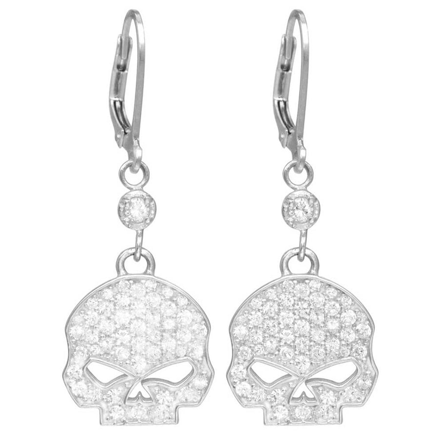 Harley-Davidson Women's Earrings Bling Willie G Skull Dangles HDE0224