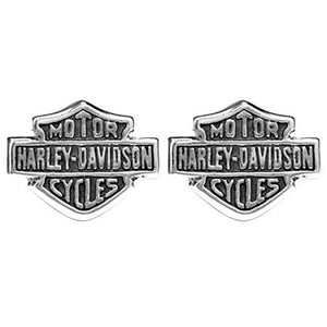 Harley-Davidson Women's Medium Bar & Shield Logo Stud Earrings, Silver HDE0231