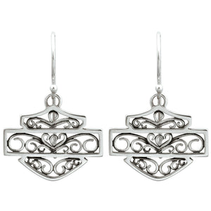 Harley-Davidson Women's Bali Style Filigree Bar & Shield Earrings HDE0280