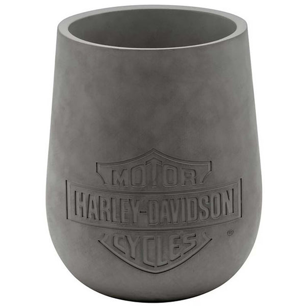 Harley-Davidson Engraved Bar & Shield Logo Concrete Vase, Dark Gray, HDX-99302