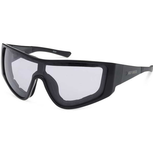 Harley-Davidson Men's Edgy Shield Photochromic Sunglasses, Shiny Black Frames