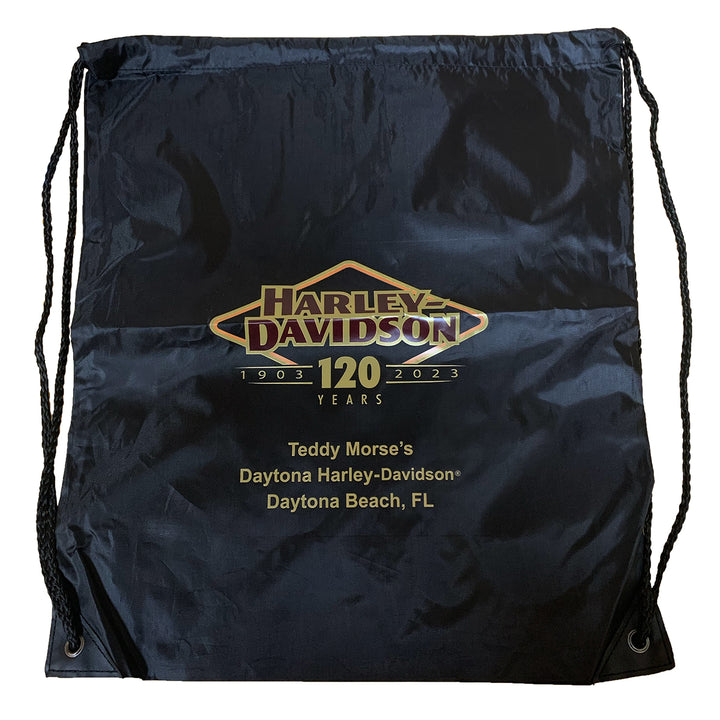 Teddy Morse's Daytona Harley-Davidson 120th Anniversary Screen Printed Drawstring Backpack